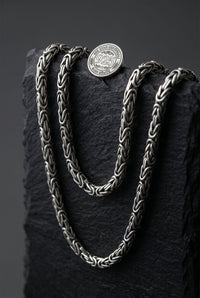 925 Sterling Silver Square Cut Byzantine Chain Necklace for Men (2,5mm)