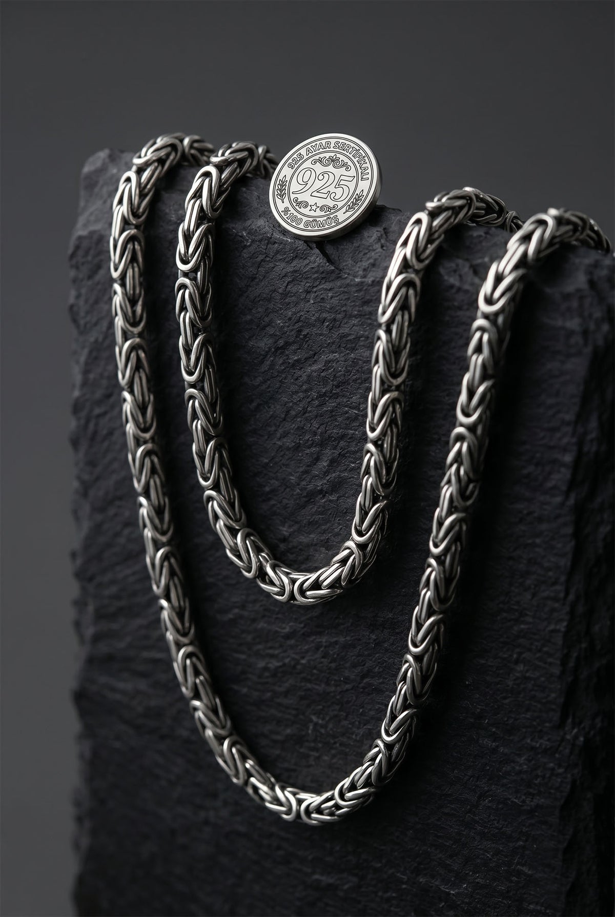 Men's Square Cut Byzantine Necklace (2, 5mm) in 925 sterling silver