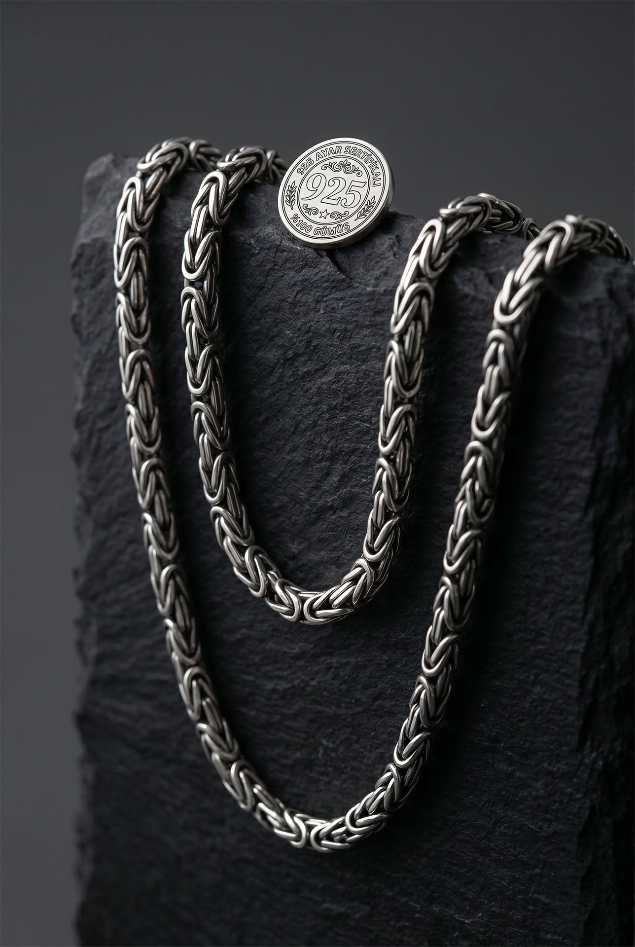 925 Sterling Silver Square Cut Byzantine Chain Necklace for Men (2,5mm)