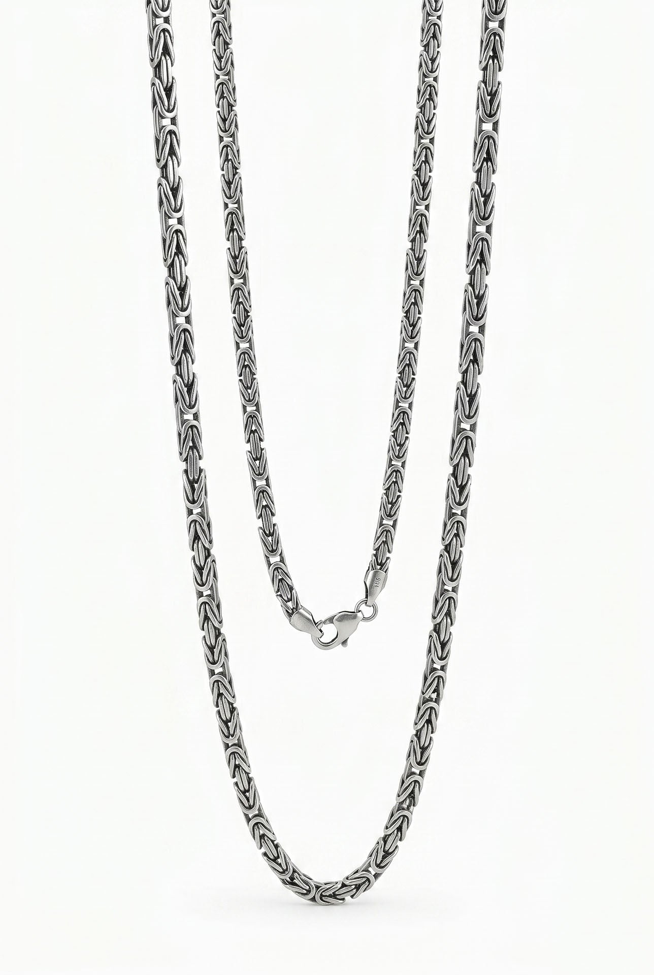 925 Sterling Silver Square Cut Byzantine Chain Necklace for Men (2,5mm)