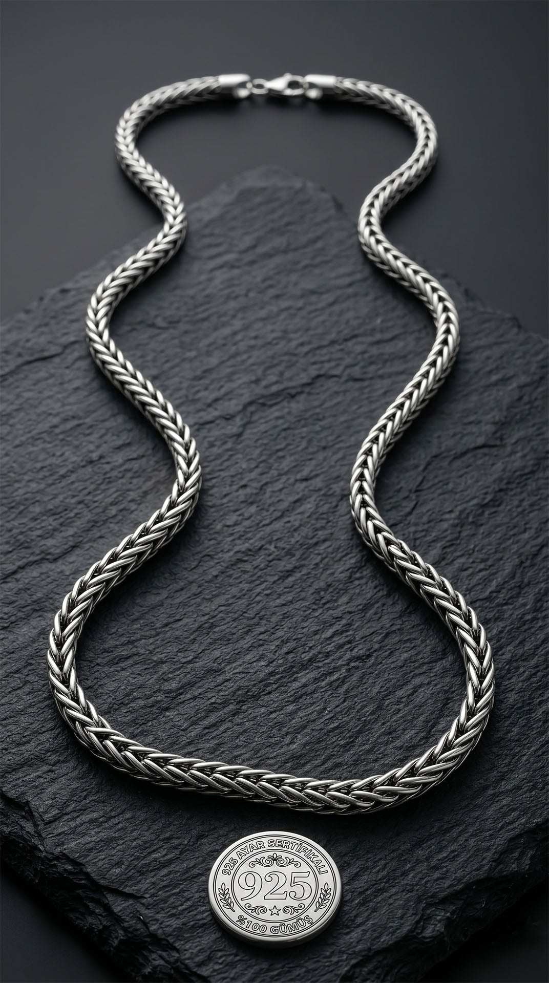 925 Sterling Silver Thick Heavy Foxtail Chain Necklace for Men