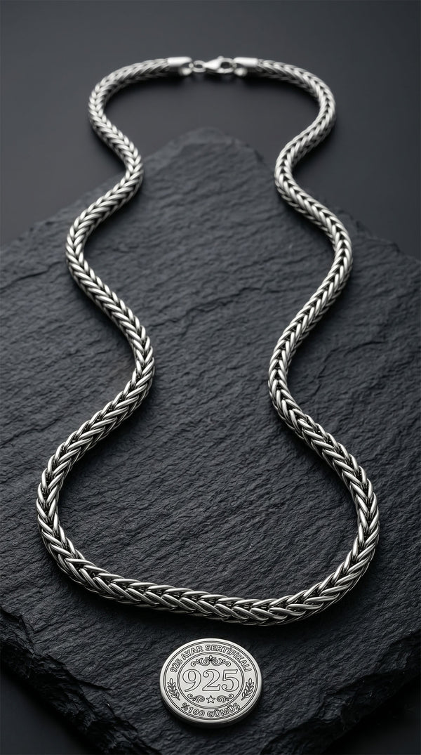 925 Sterling Silver Thick Heavy Foxtail Chain Necklace for Men