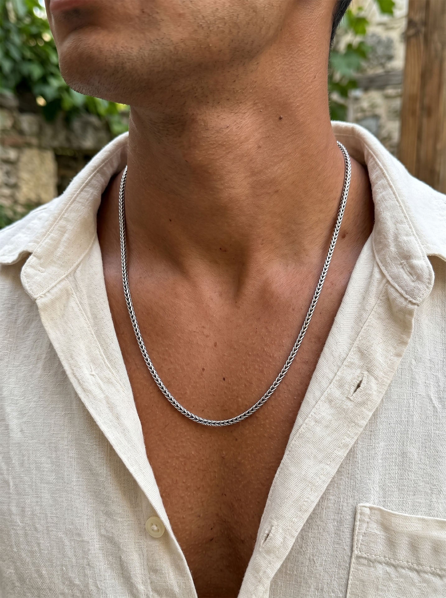 925 Sterling Silver Thick Heavy Foxtail Chain Necklace for Men