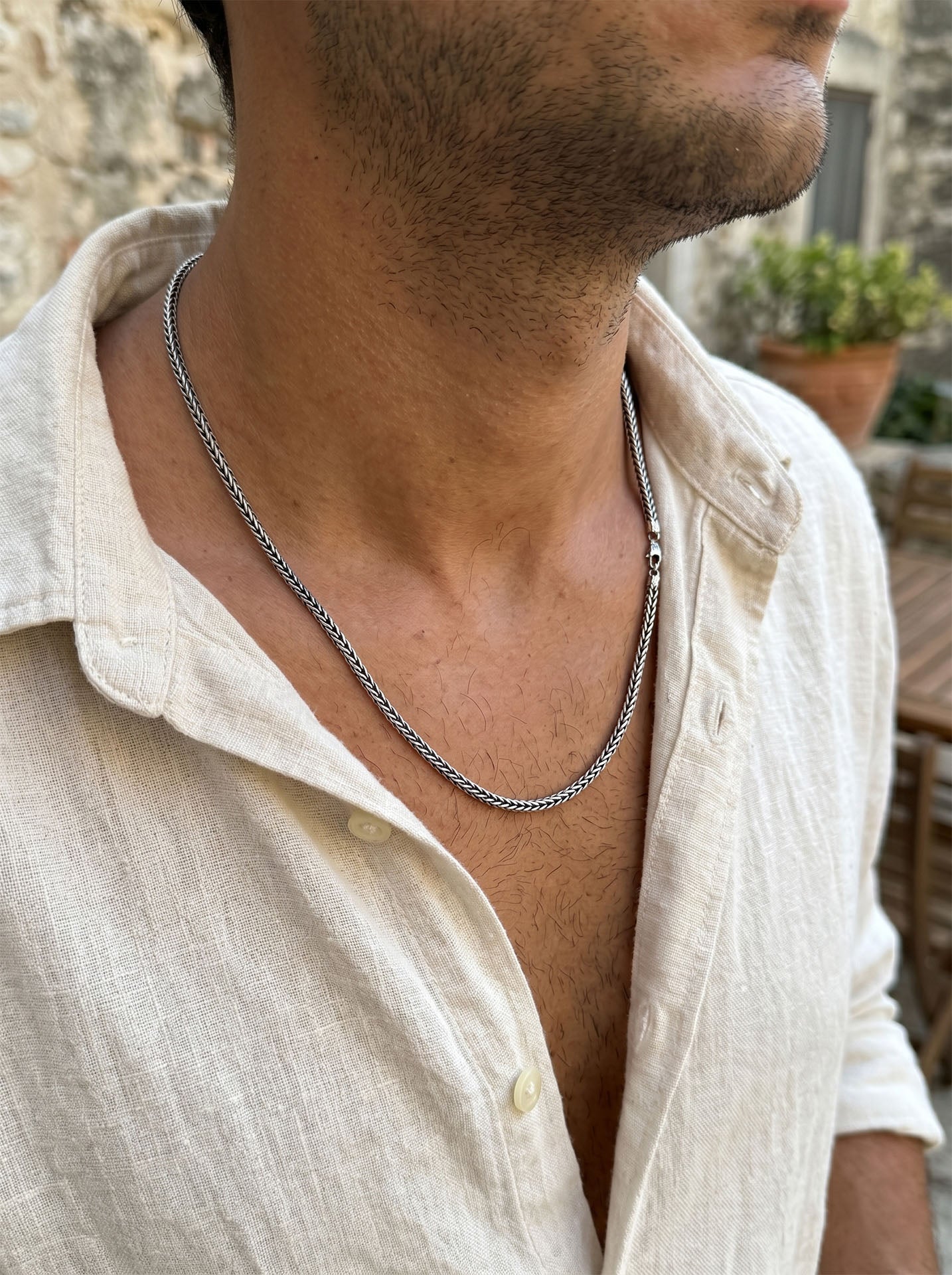 925 Sterling Silver Thick Heavy Foxtail Chain Necklace for Men