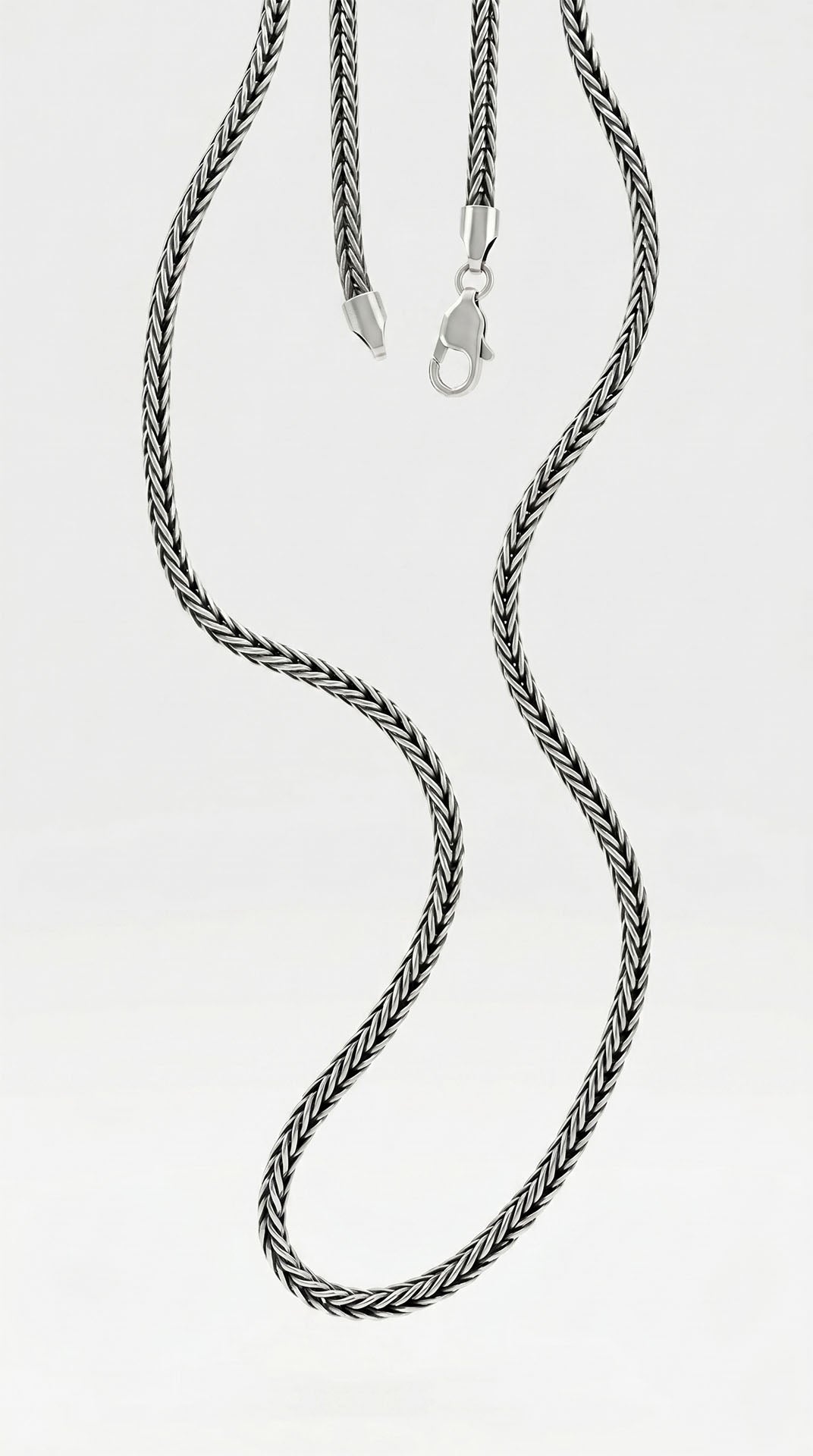 925 Sterling Silver Thick Heavy Foxtail Chain Necklace for Men