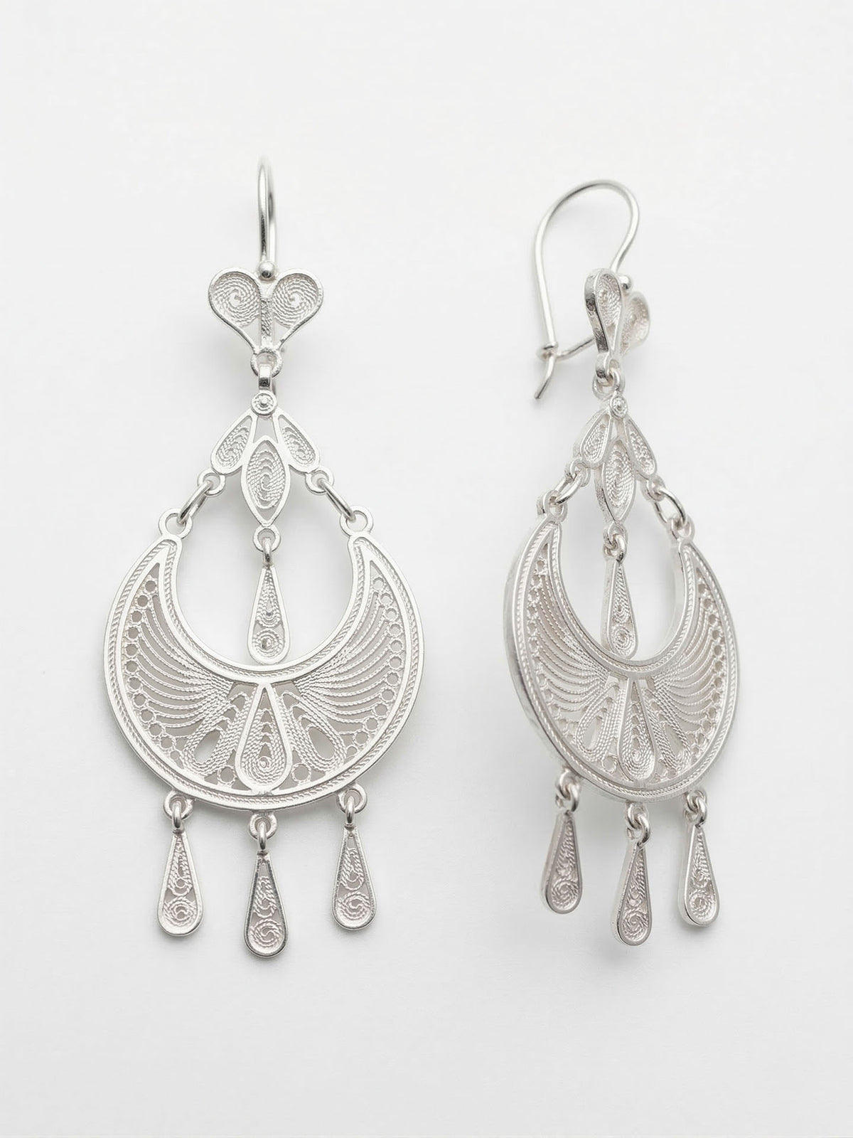 Filigree Statement Syriac Crescent Drops in 925 sterling silver - view 6