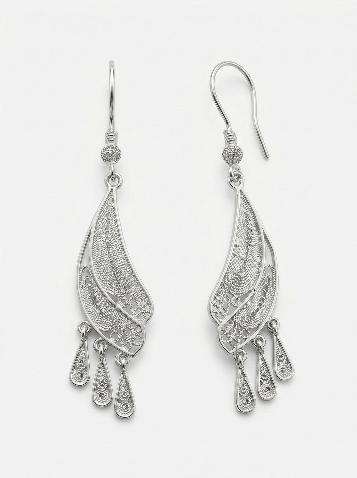 Filigree Dragonfly Wing Drop Earrings in 925 sterling silver - view 5