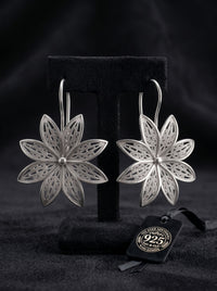 Handgefertigte Blumen-Filigran-Hängeohrringe aus 925er Sterlingsilber