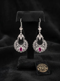 925 Silber Fuchsia Filigran Hängeohrringe