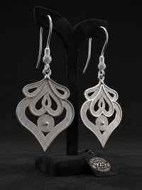 925 Sterling Silver Authentic Tulip Filigree Dangle Earrings