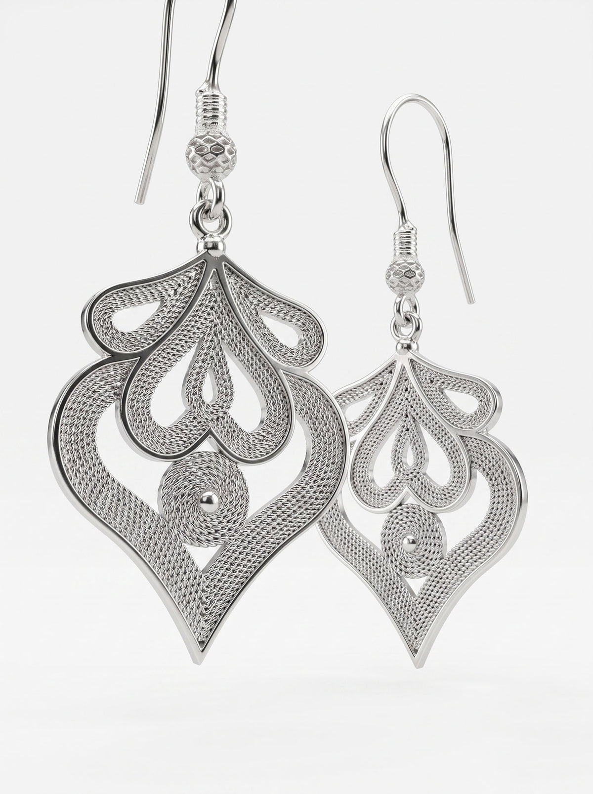 925 Sterling Silver Authentic Tulip Filigree Dangle Earrings