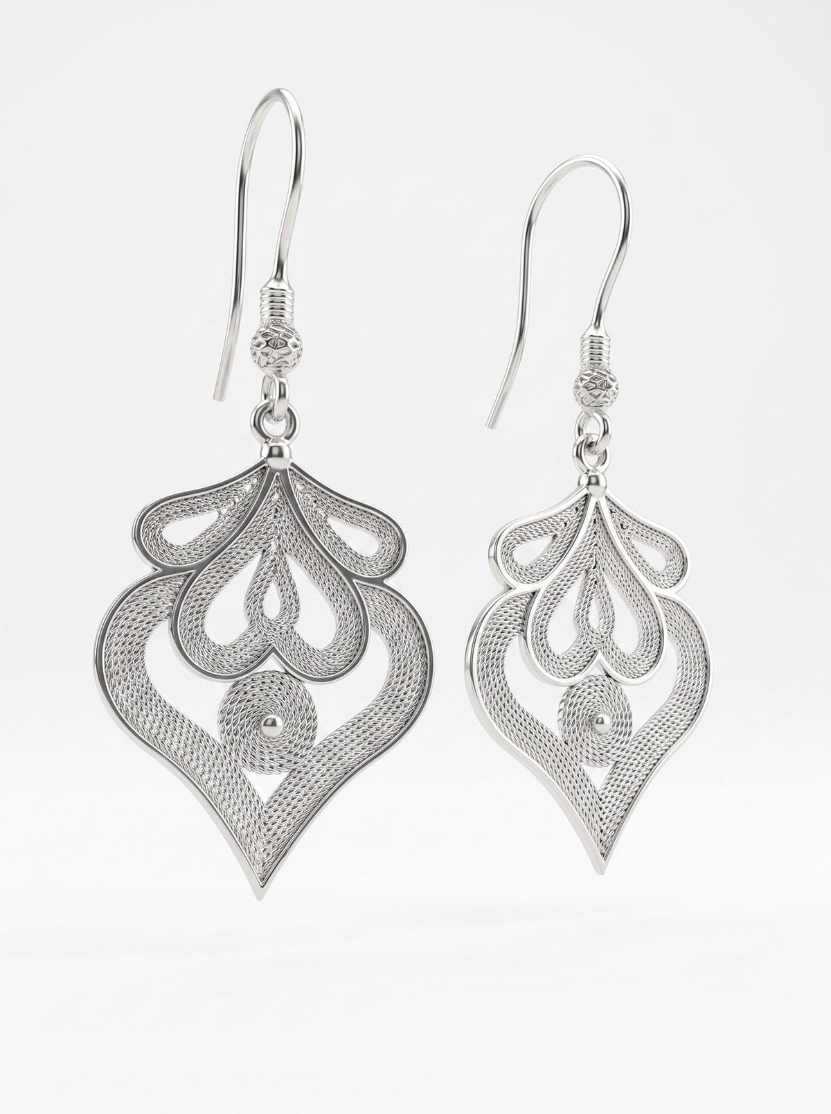 925 Sterling Silver Authentic Tulip Filigree Dangle Earrings
