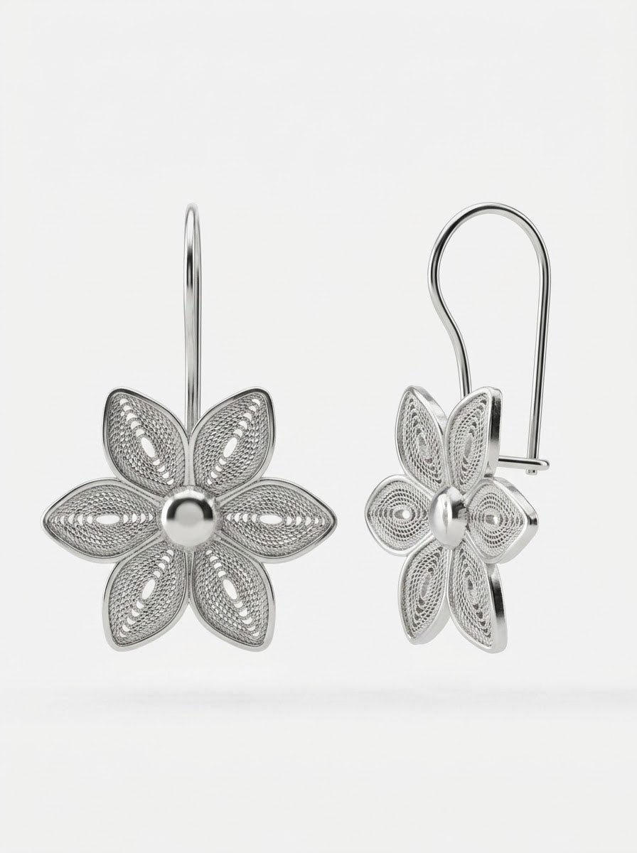 Ohrhänger Vergissmeinnicht aus 925er Sterlingsilber mit Filigran-Design
