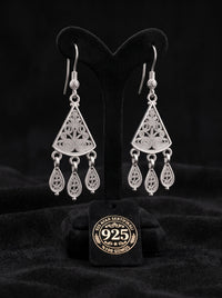 Boucles d'oreilles pendantes triangulaires en filigrane d'argent sterling 925