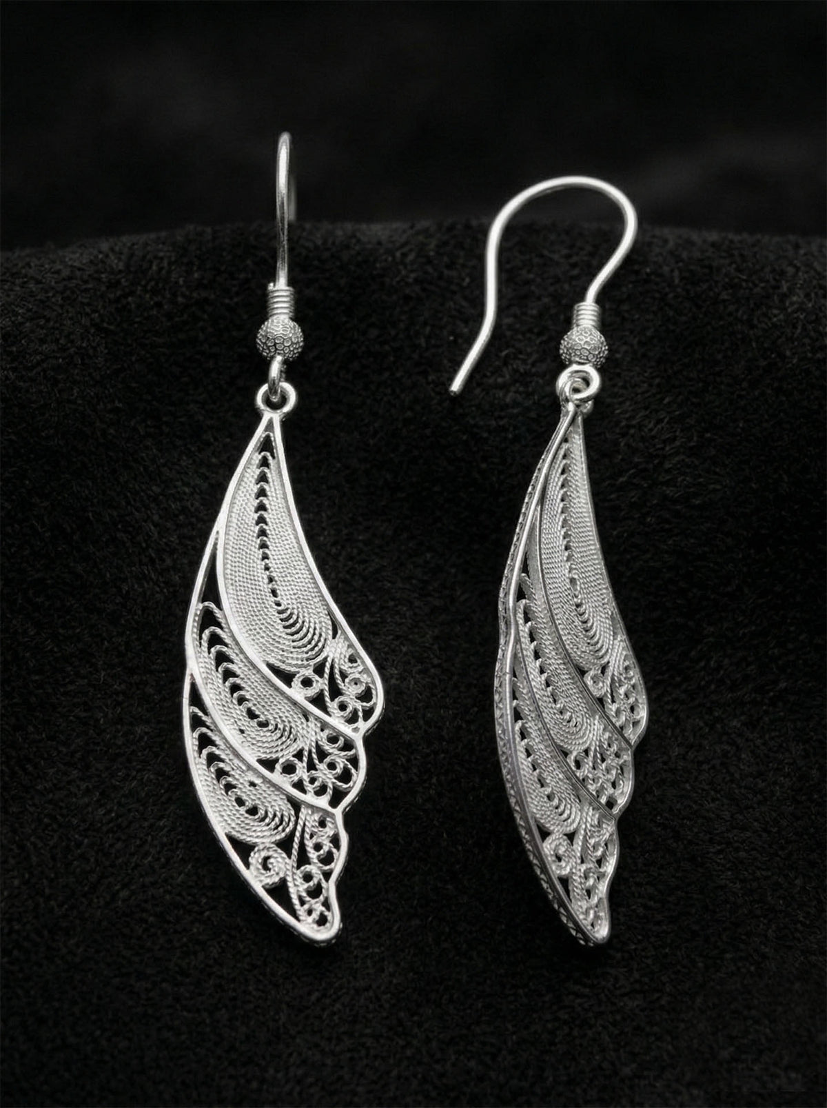 Traditionelle filigrane Engelsflügel-Ohrhänger aus 925er Sterlingsilber