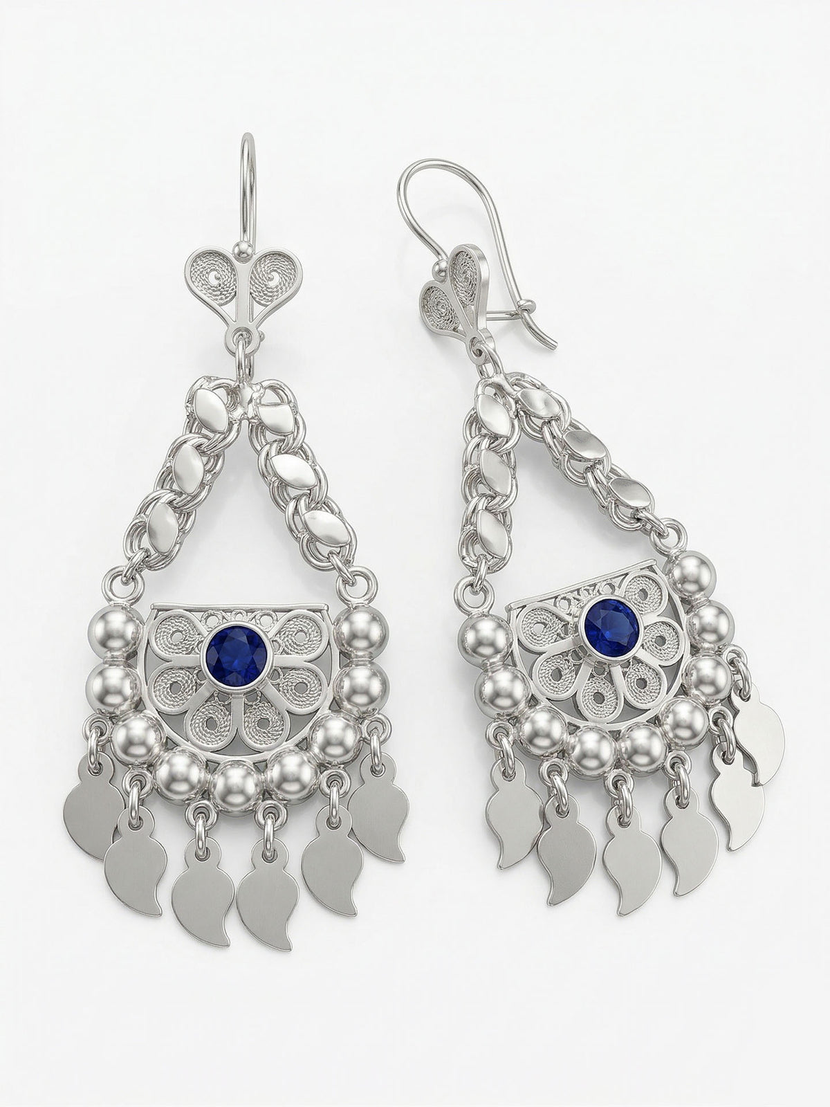 Sapphire Sequin Cluster Shahmaran Drops in 925 sterling silver - view 3