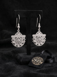 925 Sterling Silver Traditional Filigree Fan Design Statement Dangle Earrings