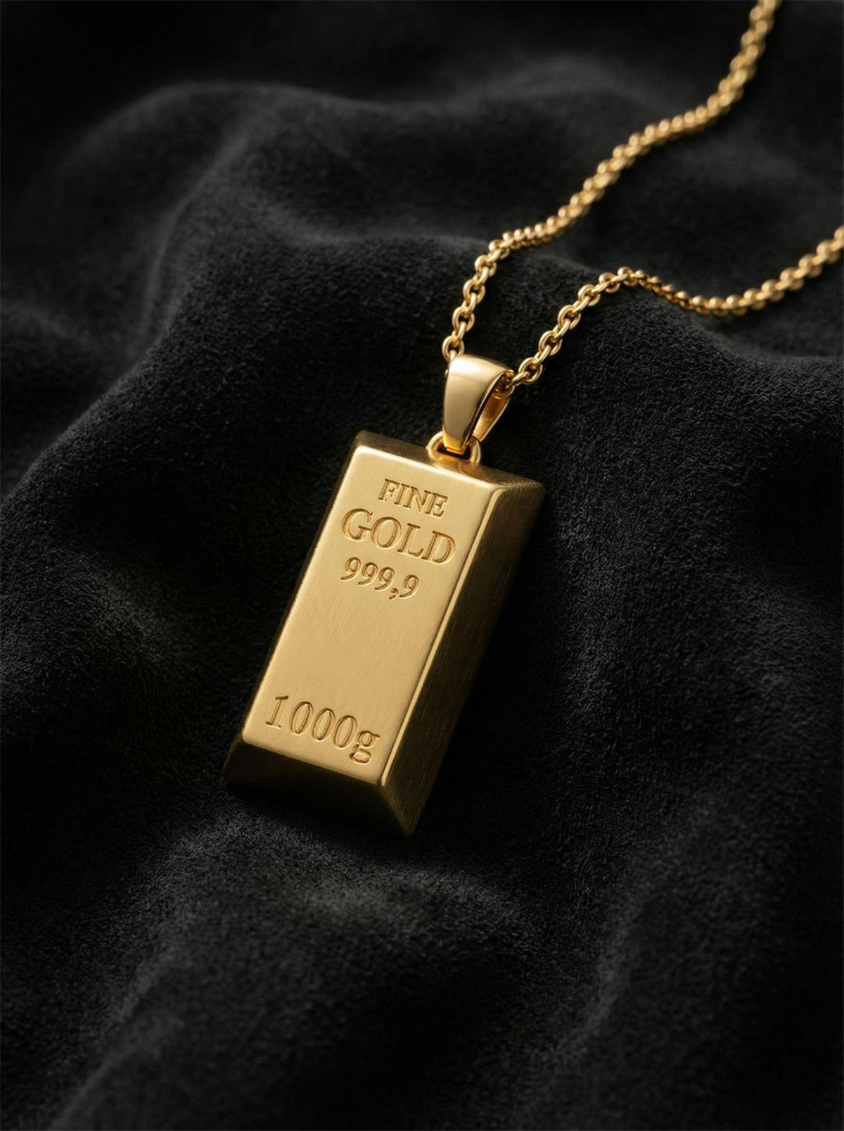 Gold Plated Miniature Gold Bar Pendant Necklace in 925 sterling silver