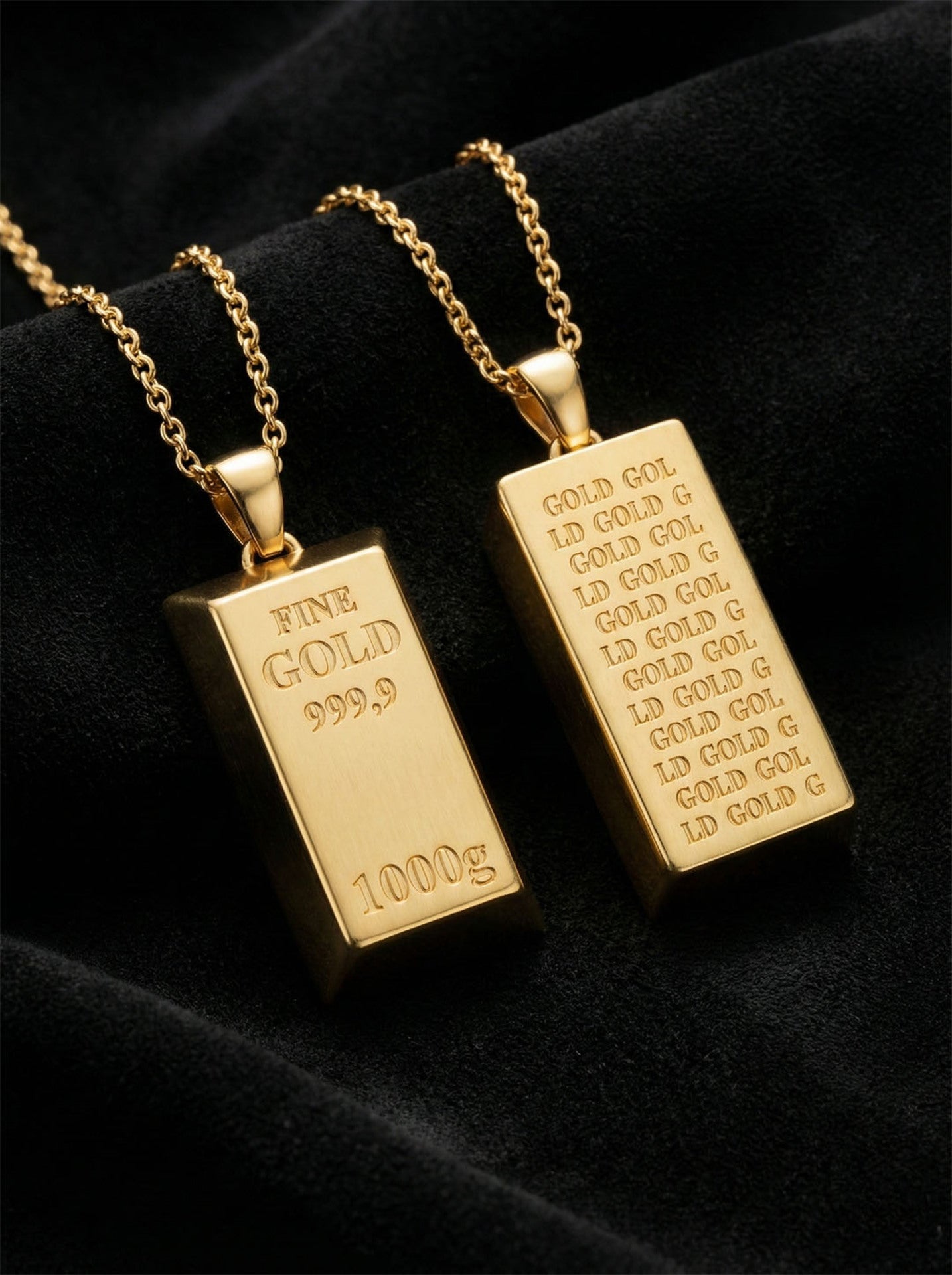 Miniature Gold Bar Style Design Necklace Silver