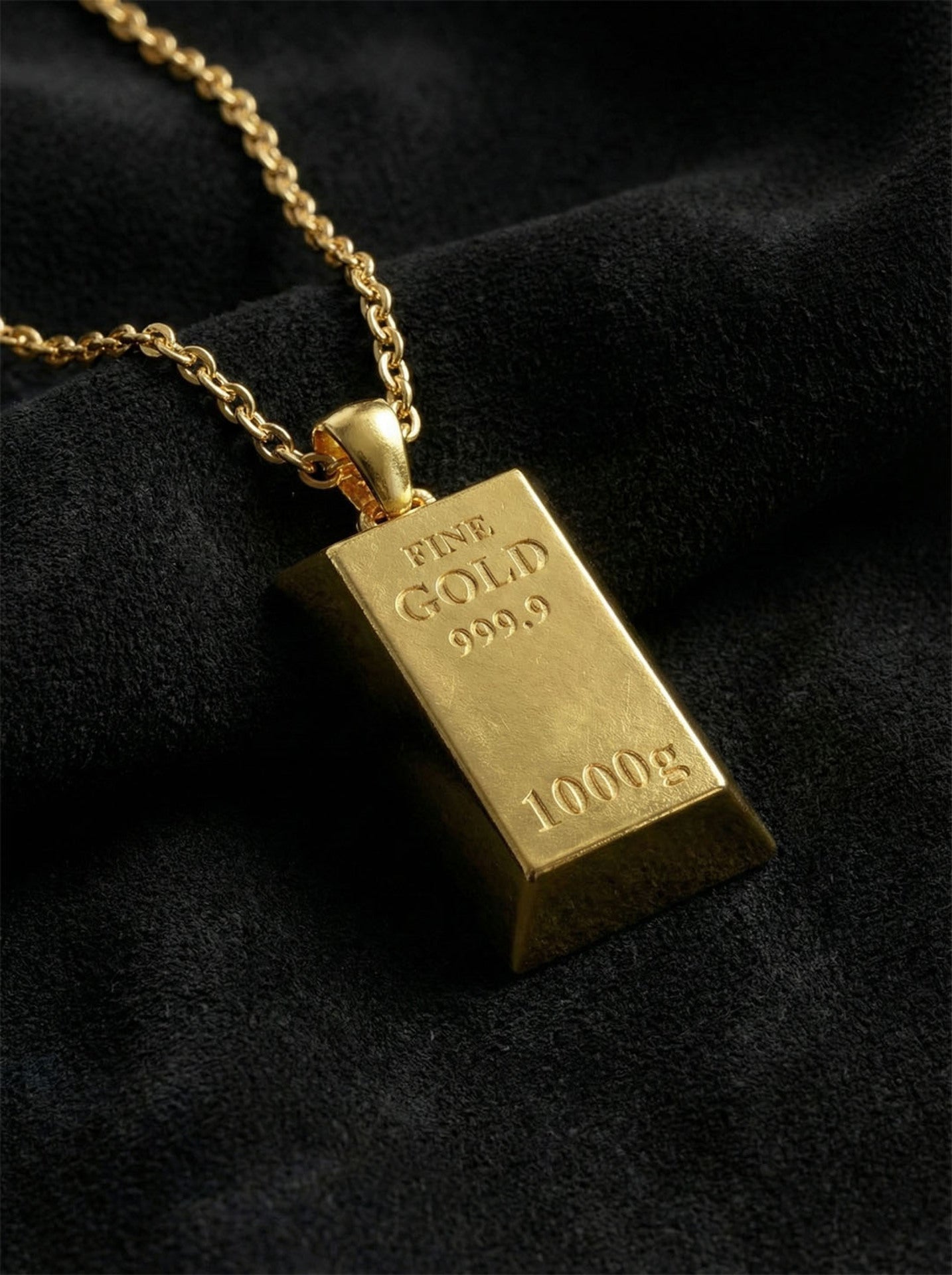 Miniature Gold Bar Style Design Necklace Silver