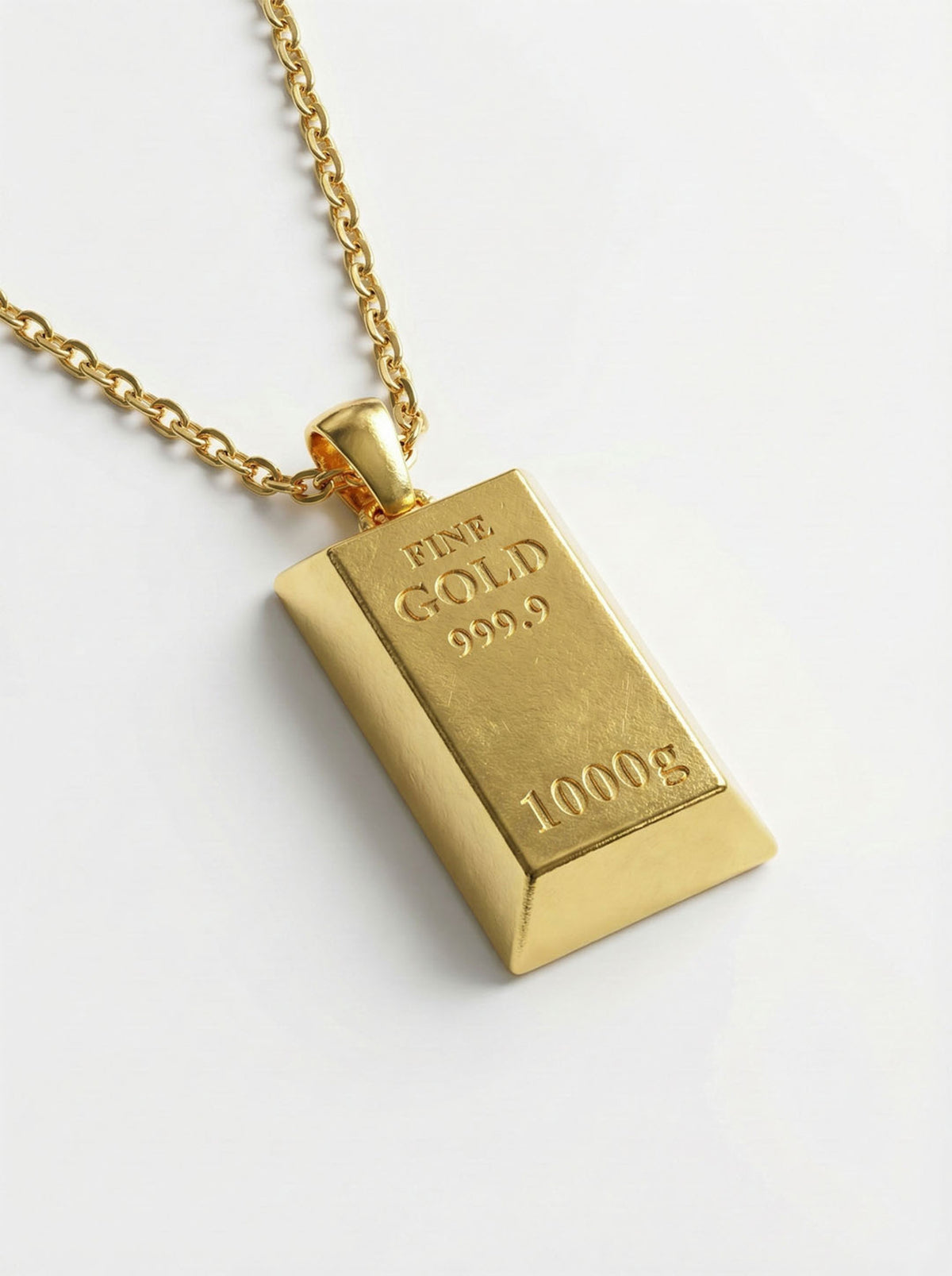 Gold Plated Miniature Gold Bar Pendant Necklace in 925 sterling silver - view 4