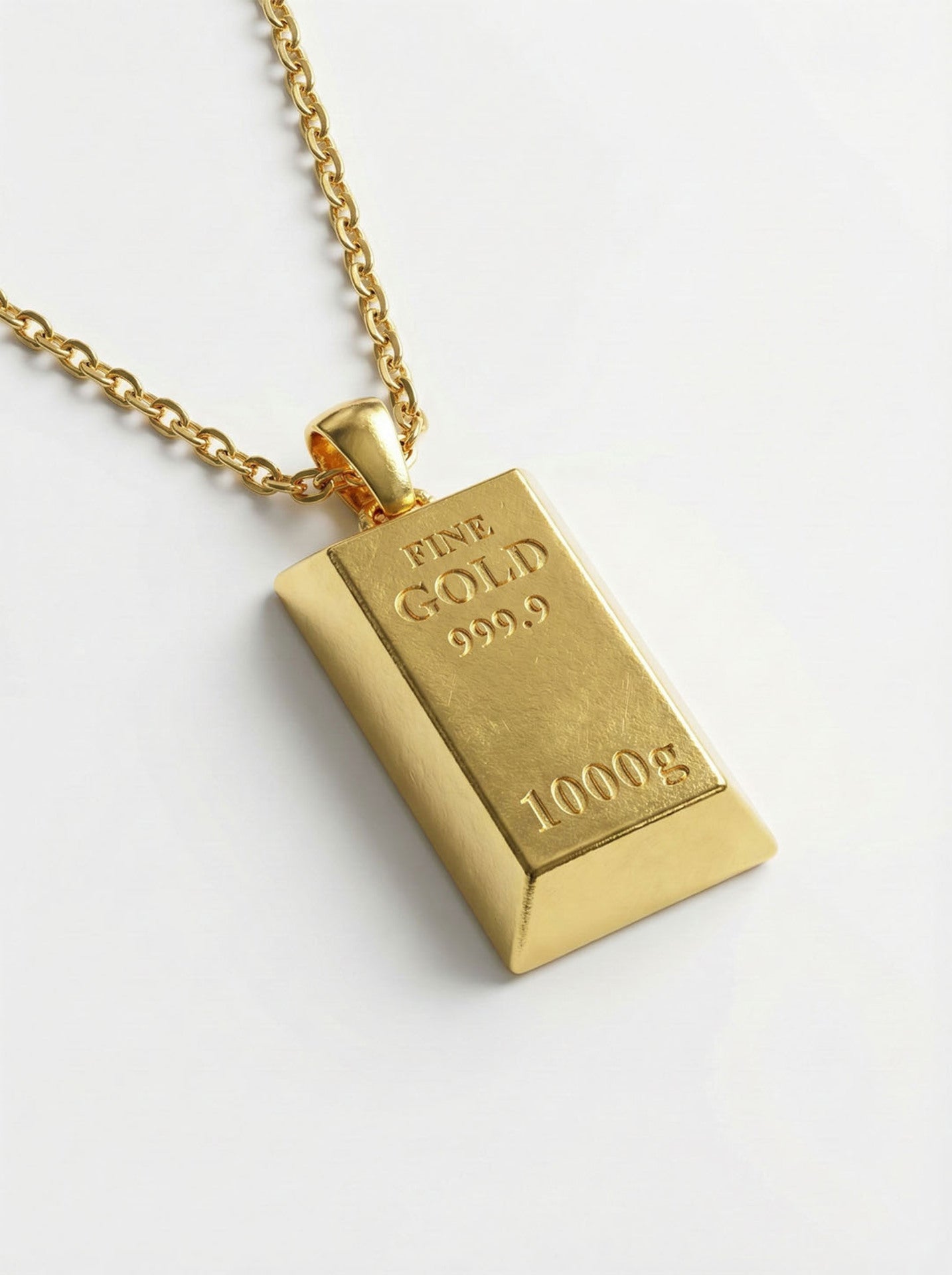 Miniature Gold Bar Style Design Necklace Silver