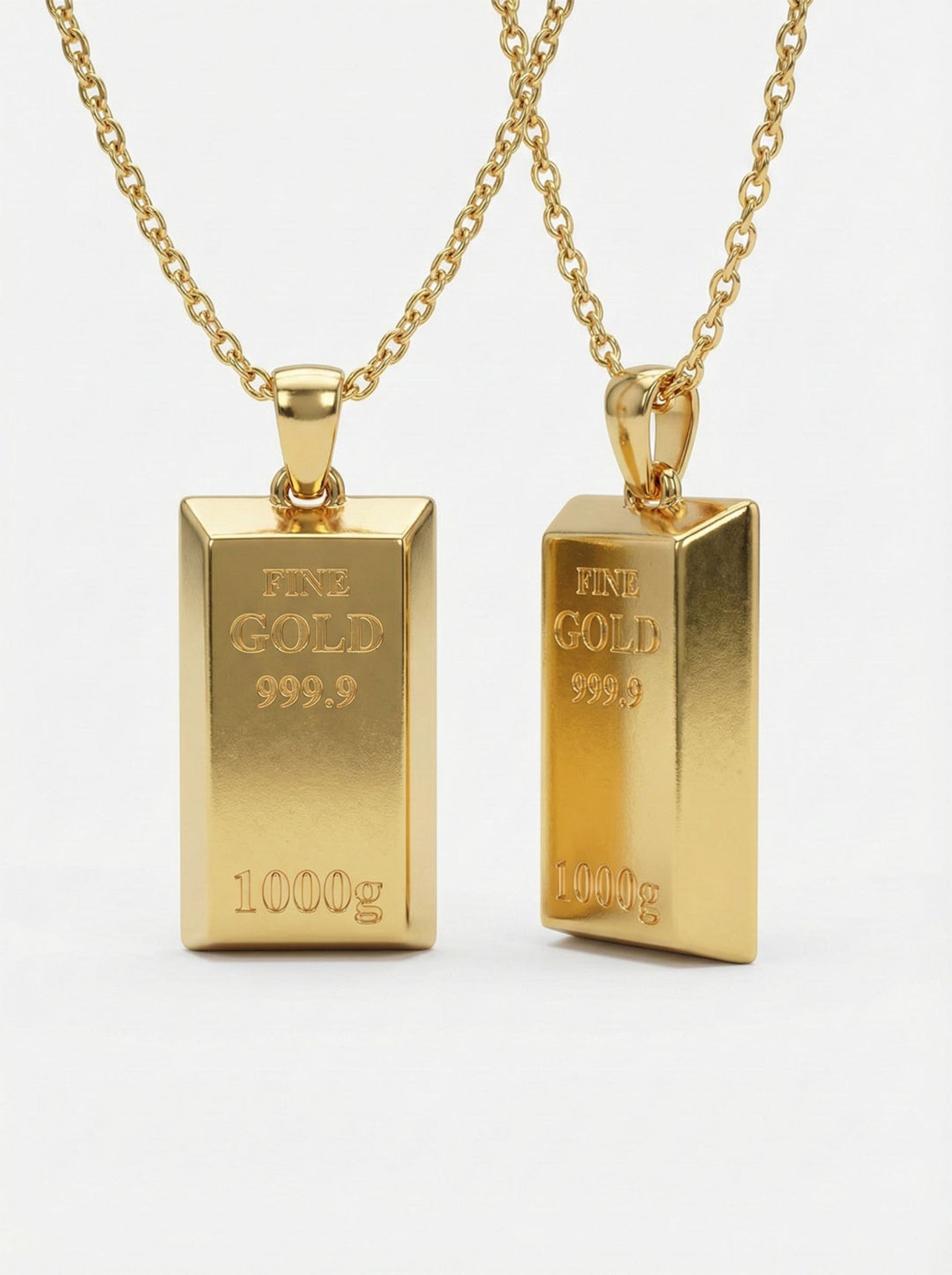 Miniature Gold Bar Style Design Necklace Silver