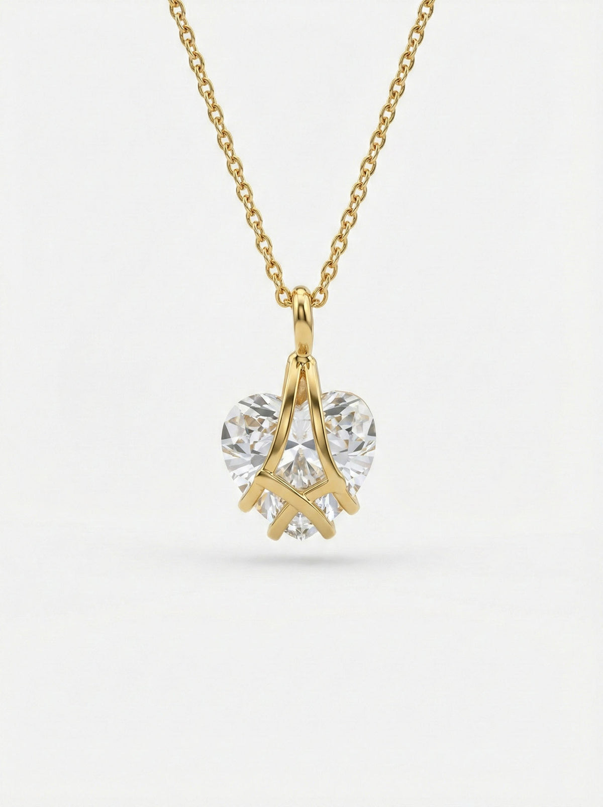 Gold Zircon Caged Heart Friendship Necklace in 925 sterling silver - view 3