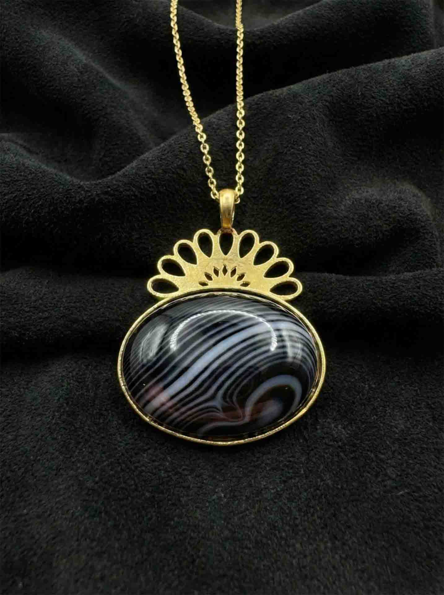 Strand Teardrop Shimmer Onyx Natural Handmade Filigree Necklace Silver