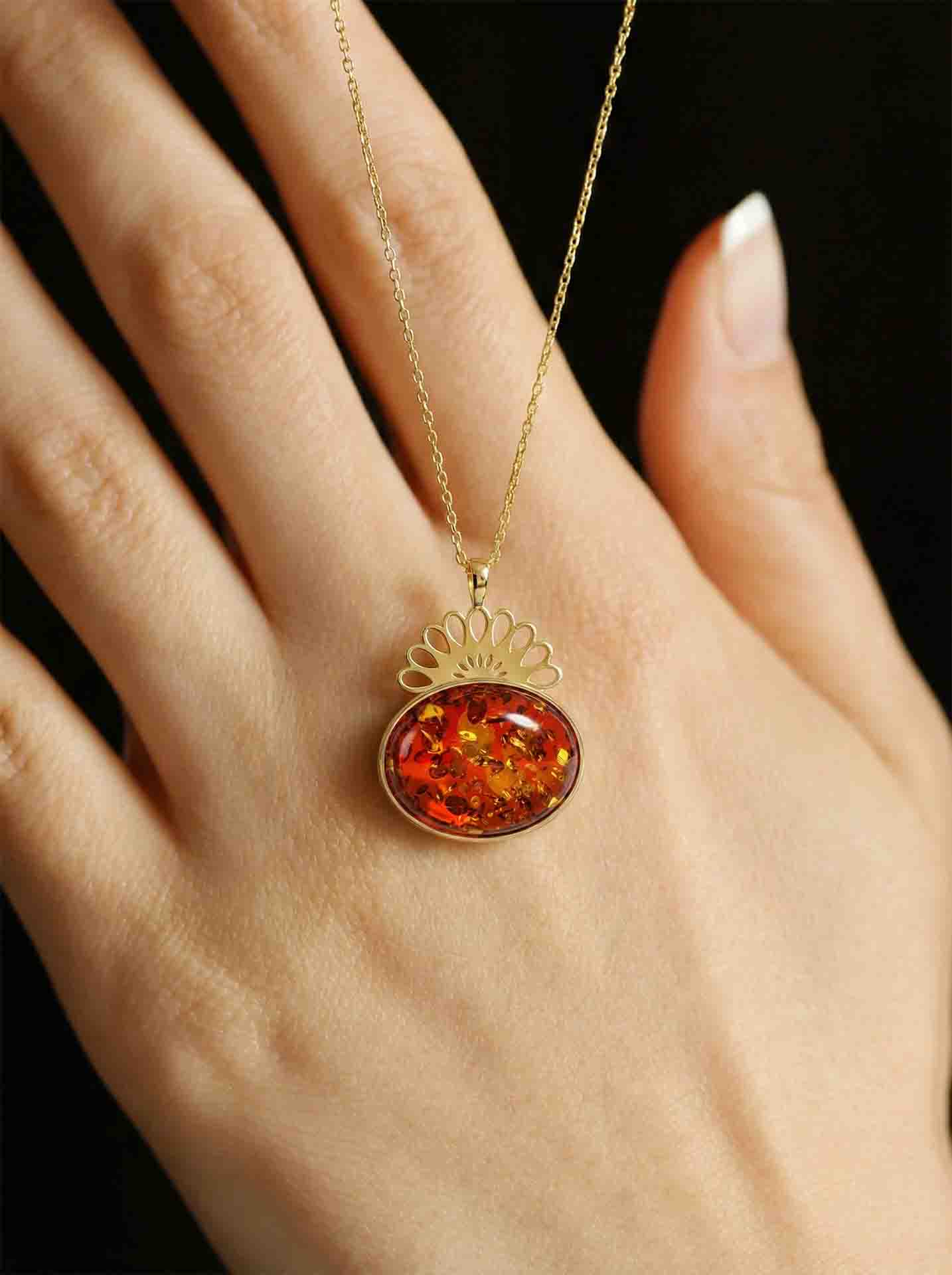 Strand Teardrop Amber Natural Handmade Filigree Necklace Silver