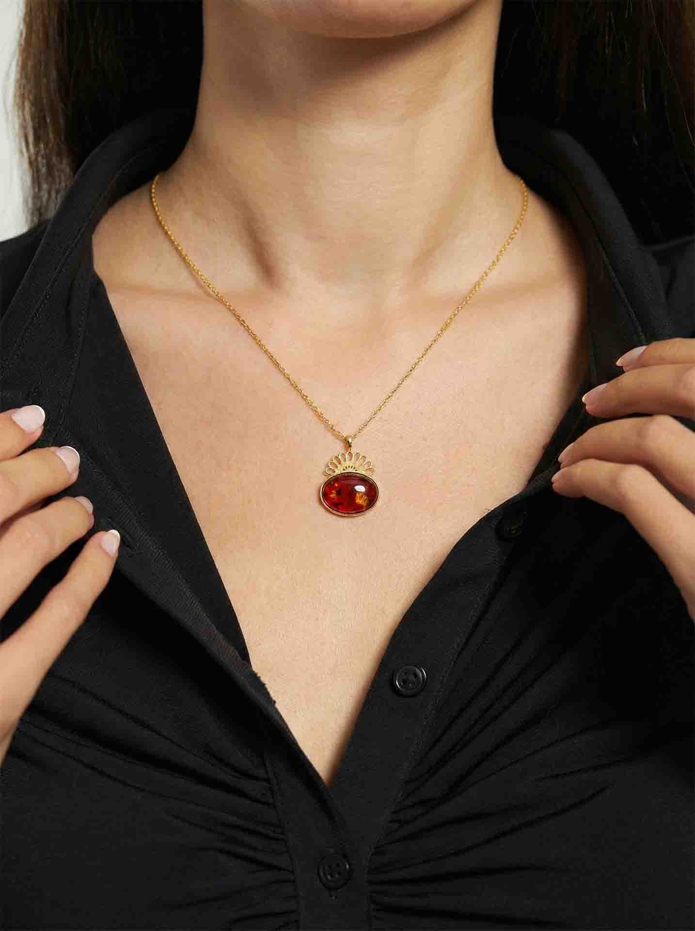 Strand Teardrop Amber Natural Handmade Filigree Necklace Silver