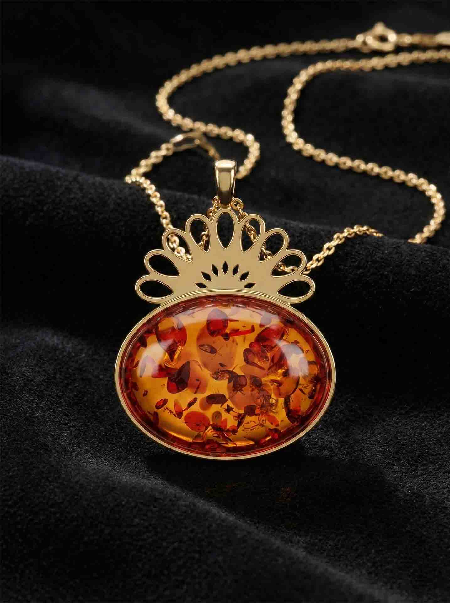 Strand Teardrop Amber Natural Handmade Filigree Necklace Silver
