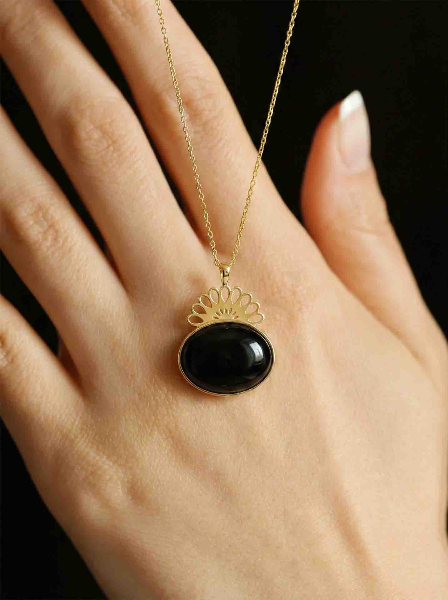 Strand Teardrop Onyx Natural Handmade Filigree Necklace Silver