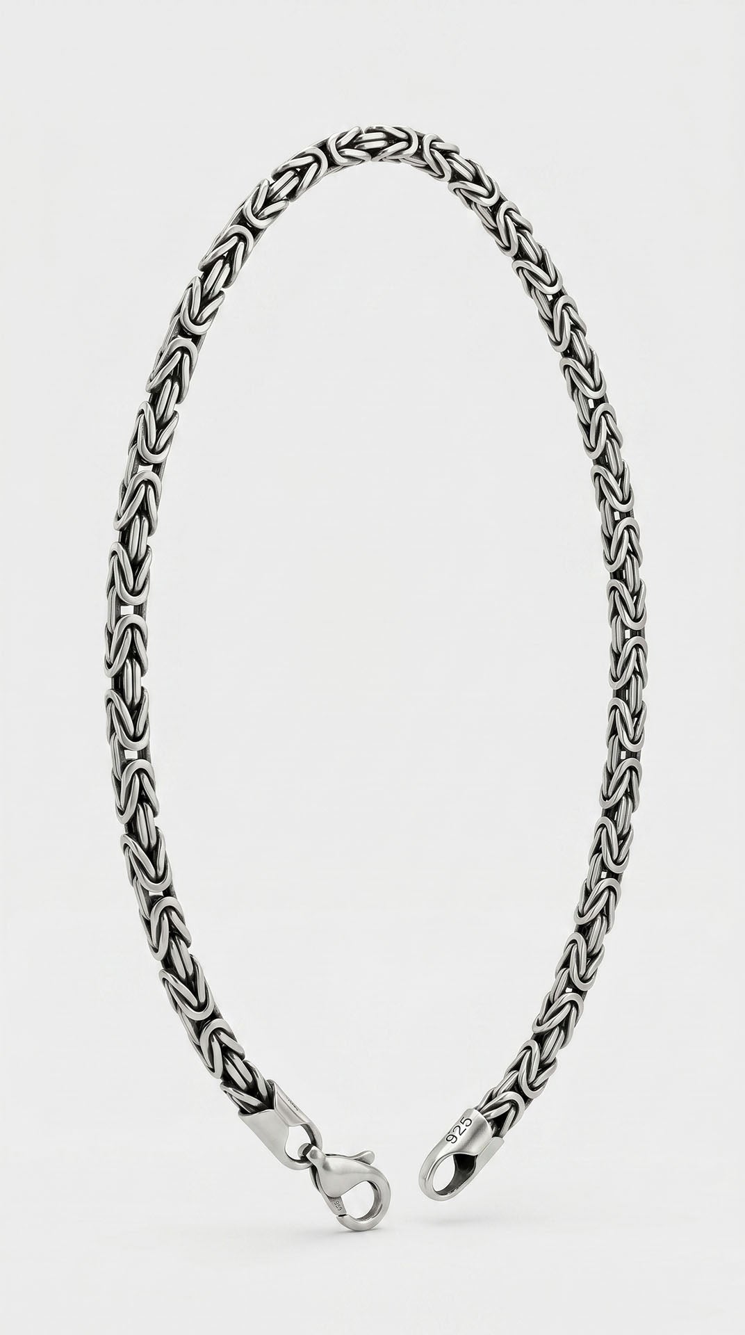 925 Sterling Silver Men's Bracelet - Oxidized Square Cut Byzantine Chain