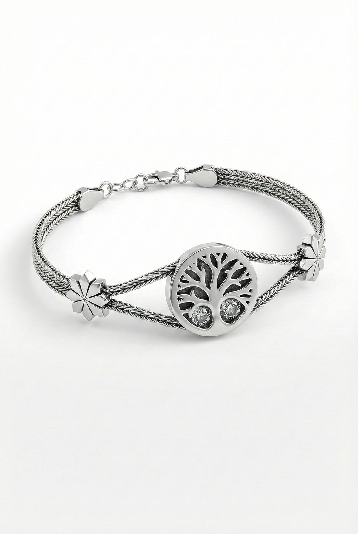 Oxidiertes filigranes Lebensbaum-Webarmband | 925er Silber