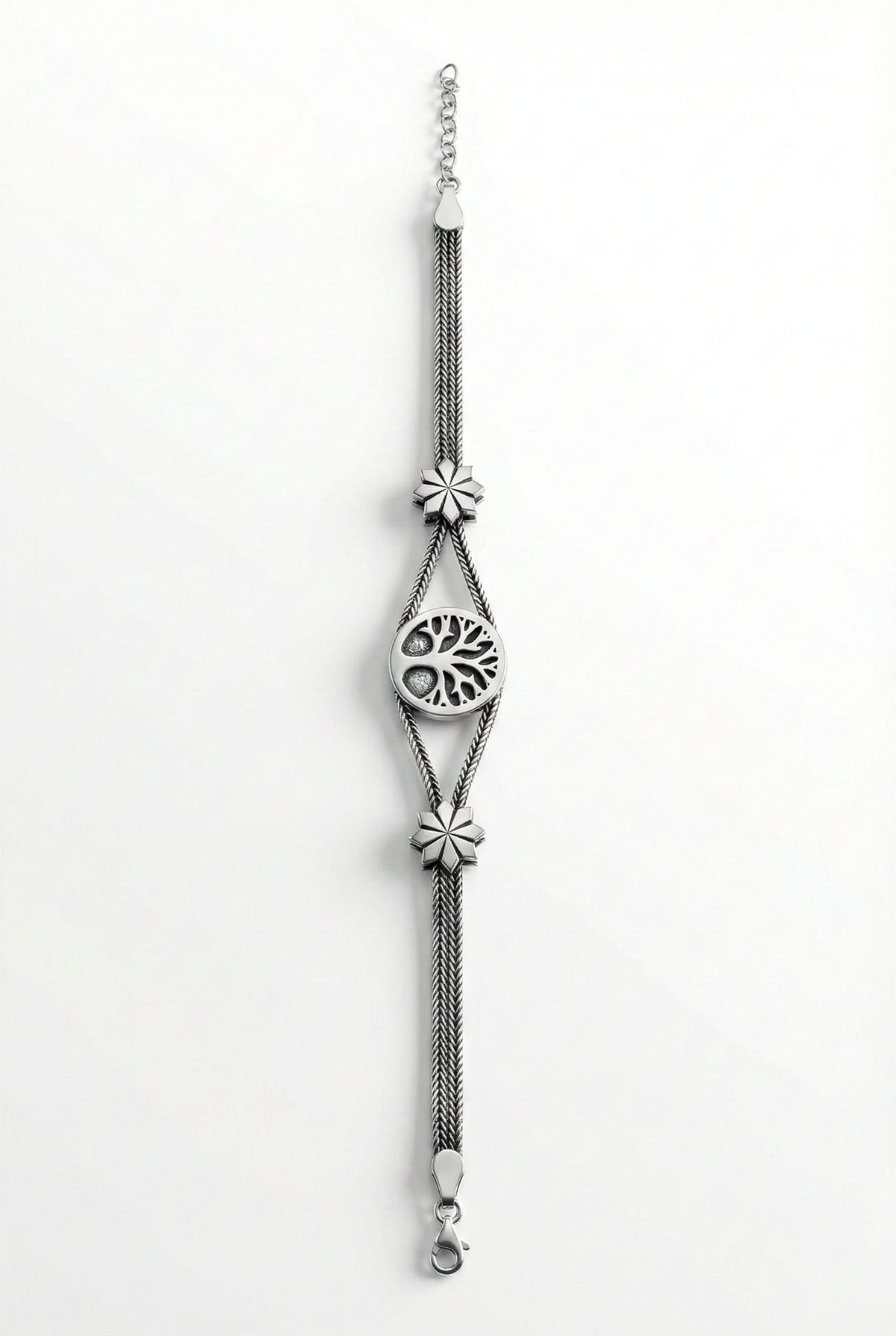 Oxidiertes filigranes Lebensbaum-Webarmband | 925er Silber