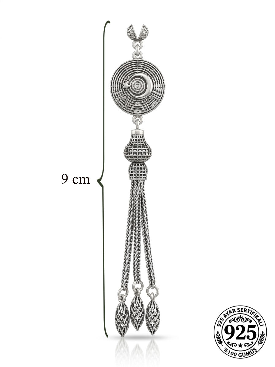 Star and Crescent Triple Chain Tassel in 925 sterling silver - view 4