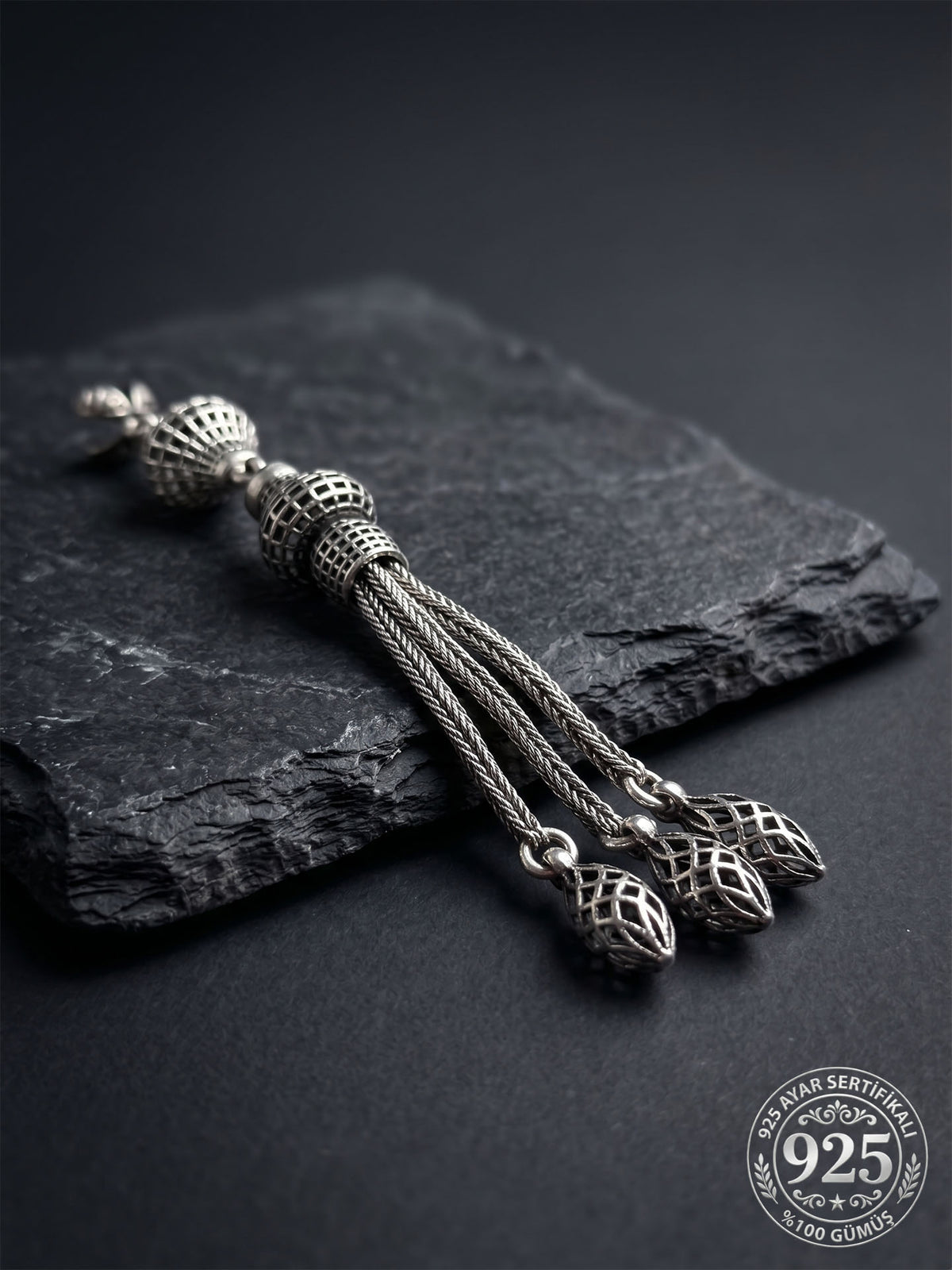 Balloon Cage Triple Chain Misbaha Tassel | 925 Silver