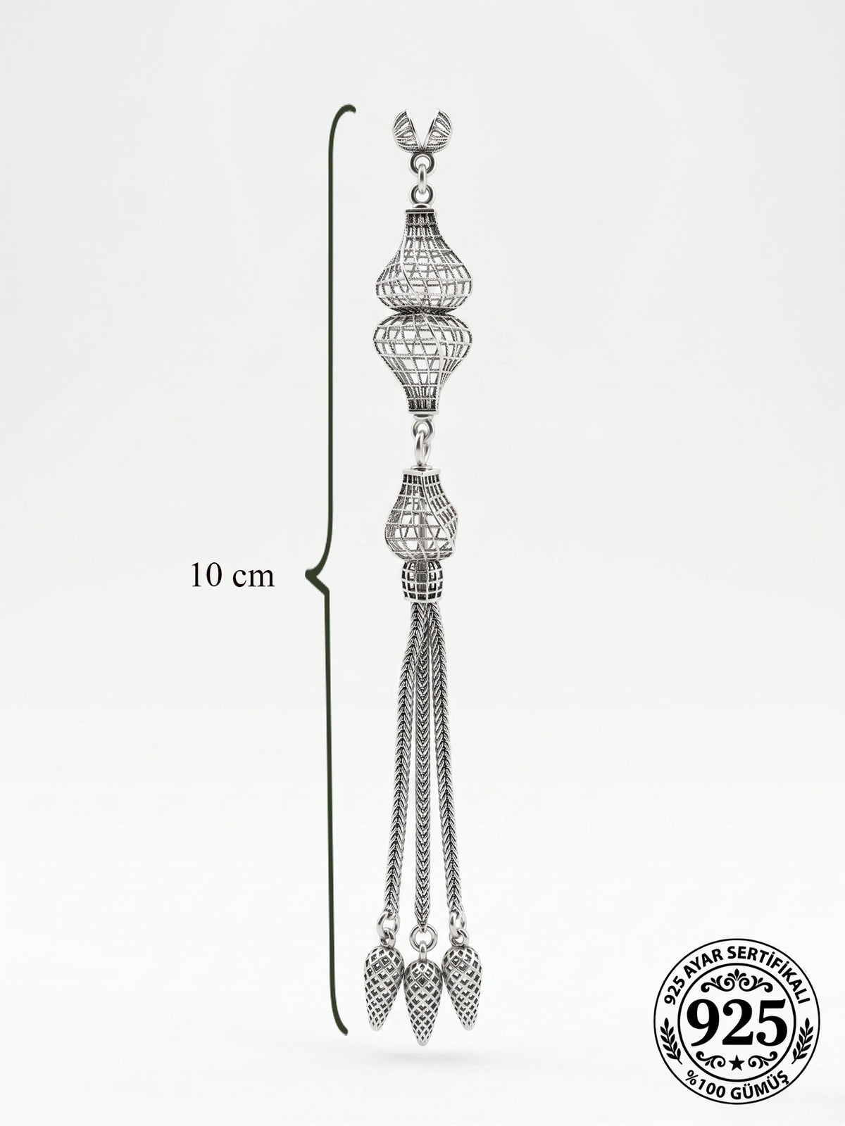 Knotted Twist Cage Triple Chain Tassel in 925 sterling silver - view 5