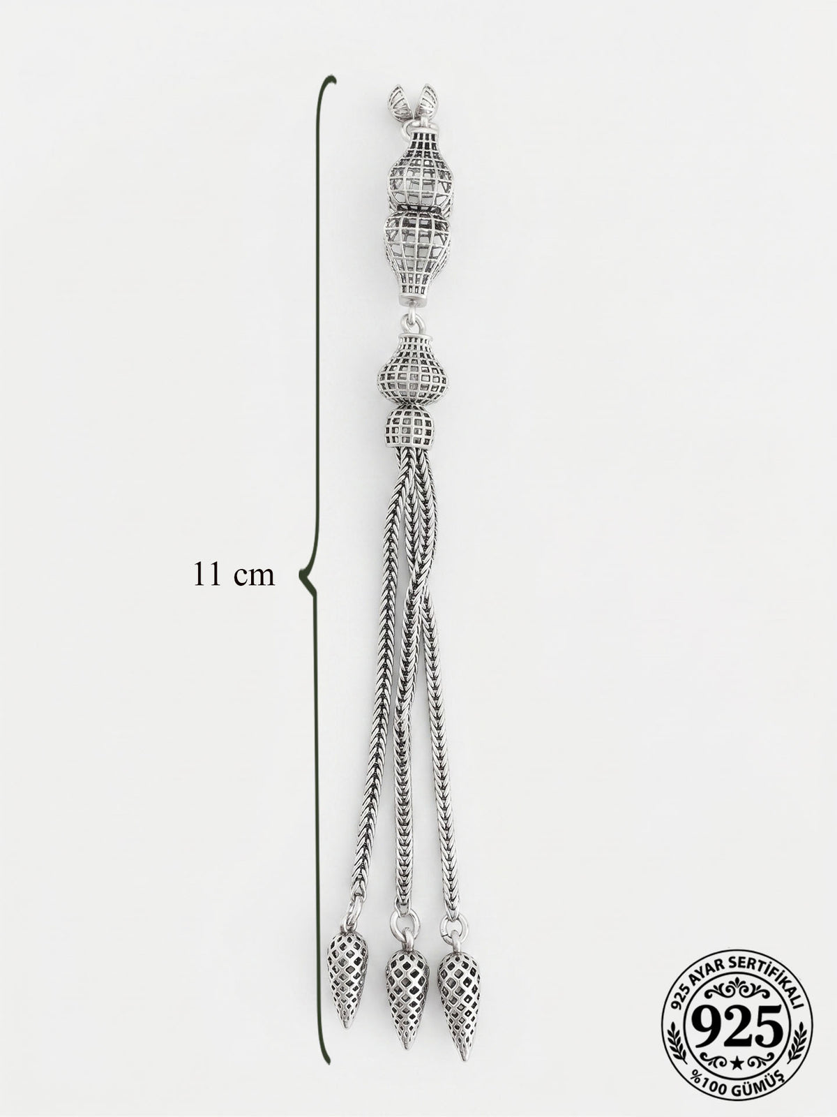 Knotted Cage Triple Chain Misbaha Tassel | 925 Silver