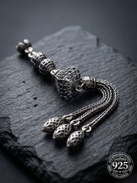 Twisted Cage Triple Chain Misbaha Tassel | 925 Silver