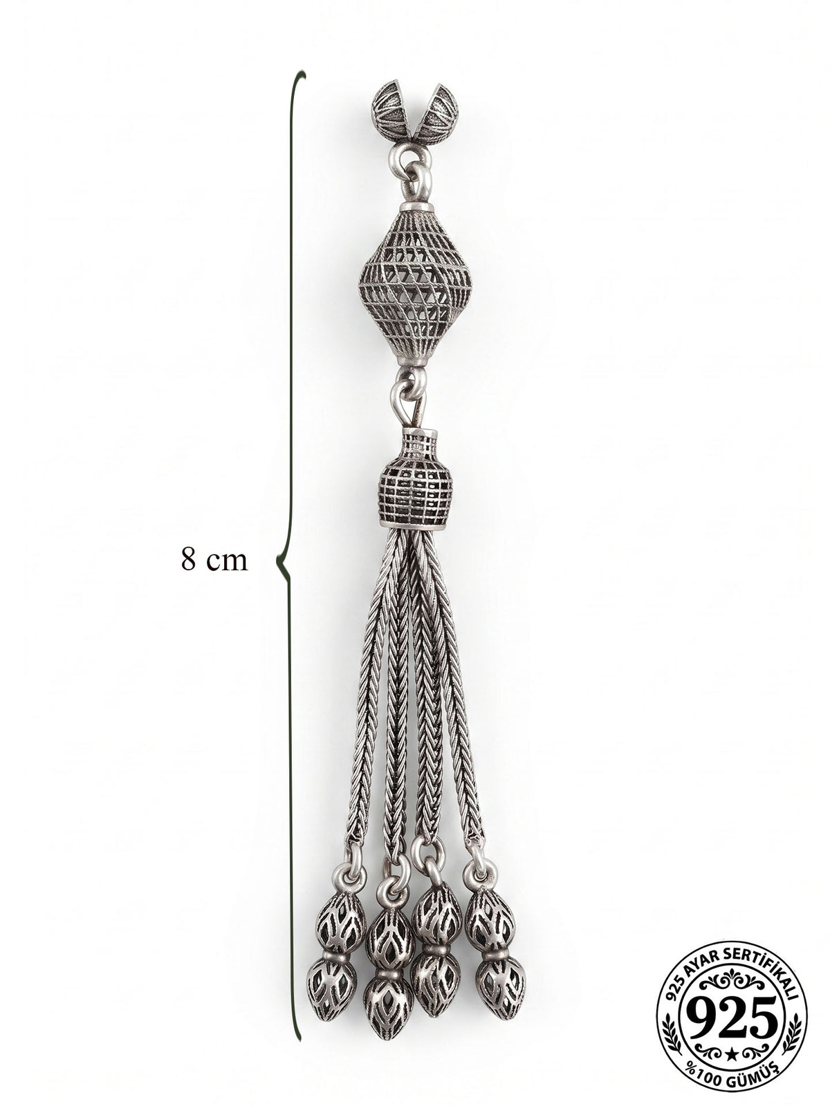 Twisted Lantern Lamp Quad Chain Tassel in 925 sterling silver - view 4