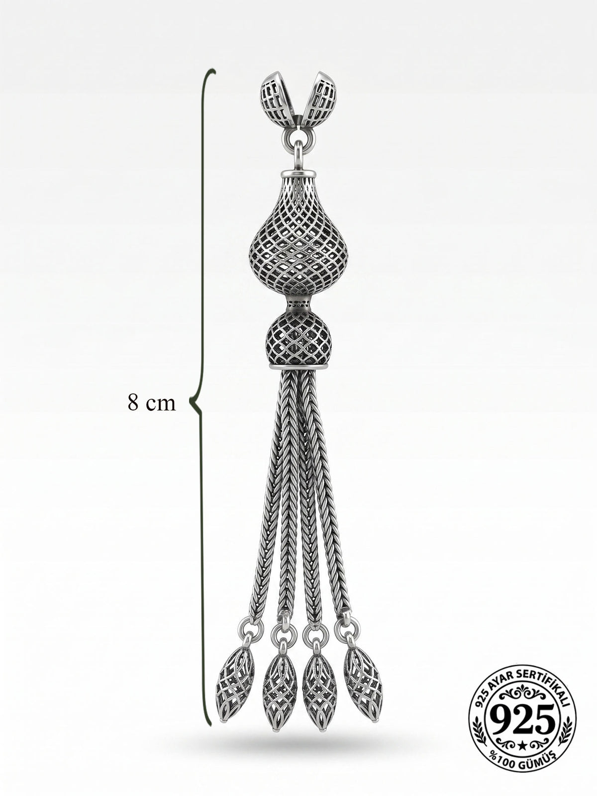 Honeycomb Dome Quad Chain Misbaha Tassel in 925 sterling silver - view 4