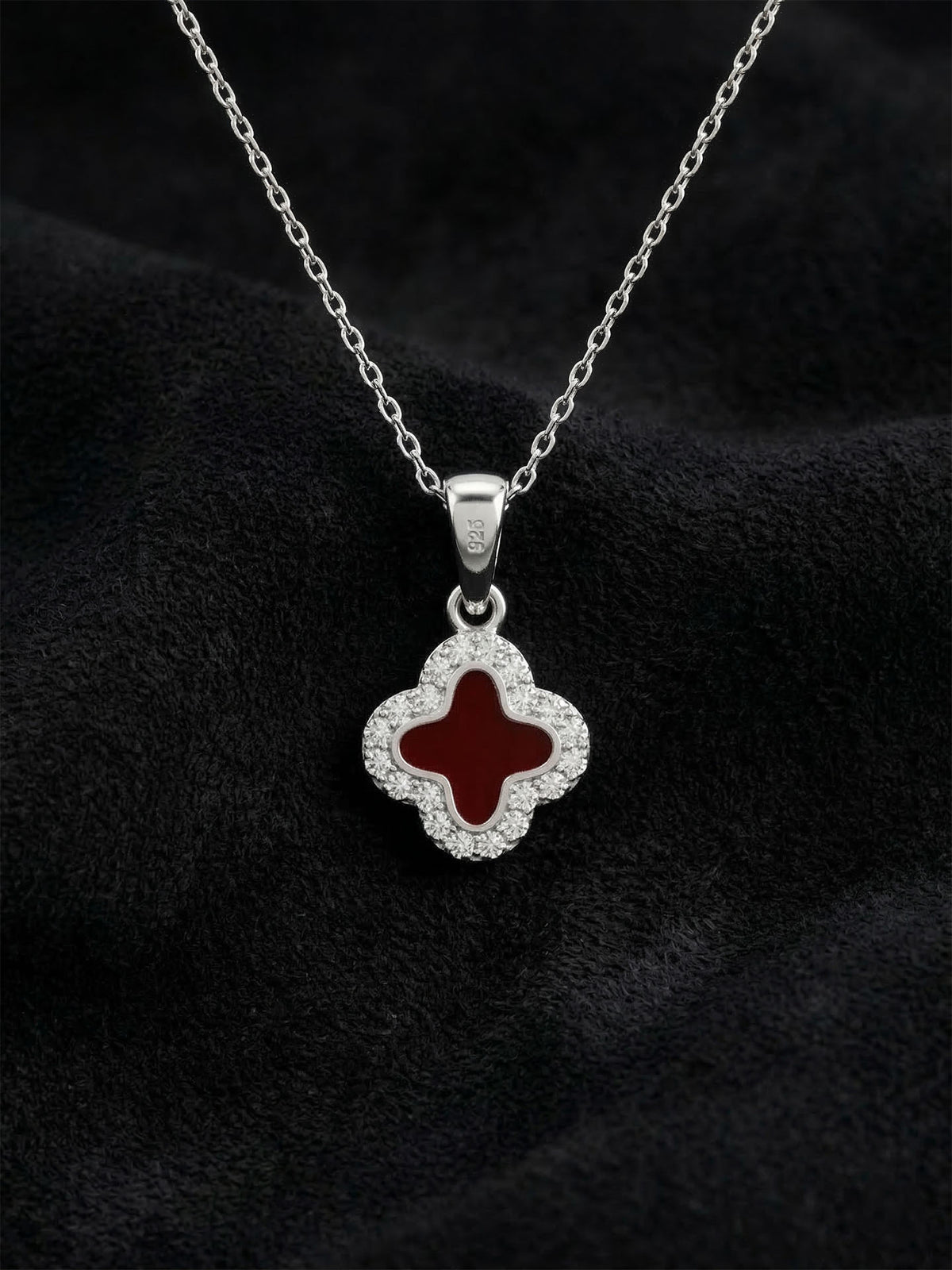 Red Enamel Necklace & Earrings 2-Piece Set in 925 sterling silver - view 3