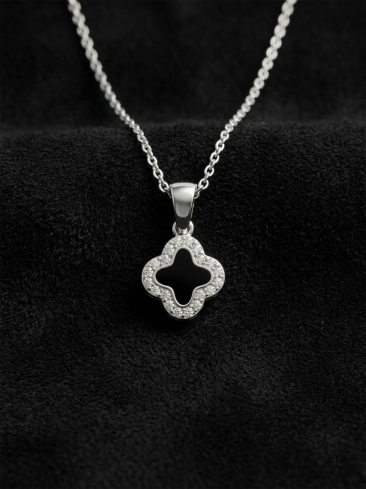 Black Enamel Necklace & Earrings 2-Piece Set in 925 sterling silver - view 3