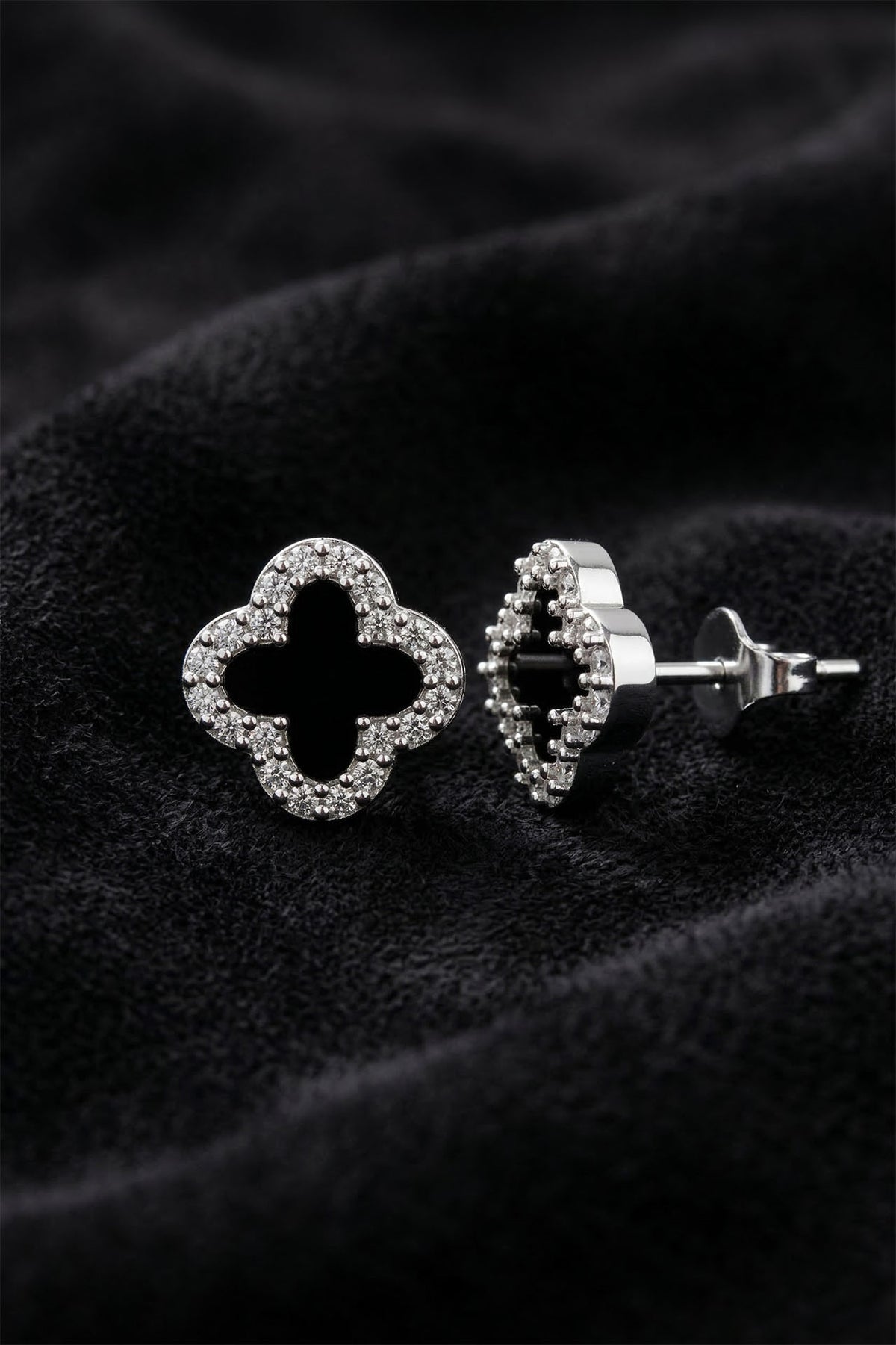 Black Enamel Necklace & Earrings 2-Piece Set in 925 sterling silver - view 5