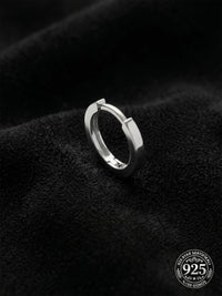 925 Ayar Gümüş Rodyum Kaplama Yuvarlak Erkek Halka Küpe - Tek (2x14mm)