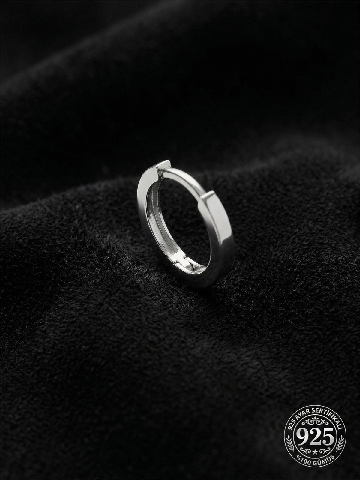 Men's Plain Huggie Hoop Earring Single (2x14mm) in 925 sterling silver