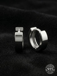 925 Ayar Gümüş Rodyum Kaplama Yuvarlak Unisex Huggie Halka Küpe - Çift (4x11mm)