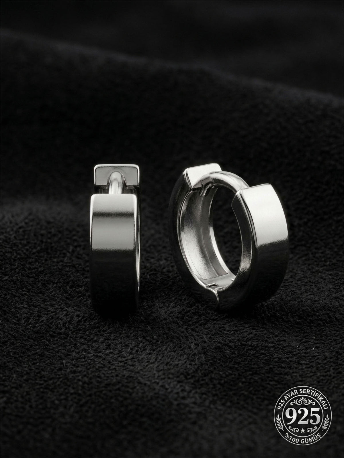 Plain Huggie Hoop Unisex Earrings Pair (4x10mm) in 925 sterling silver